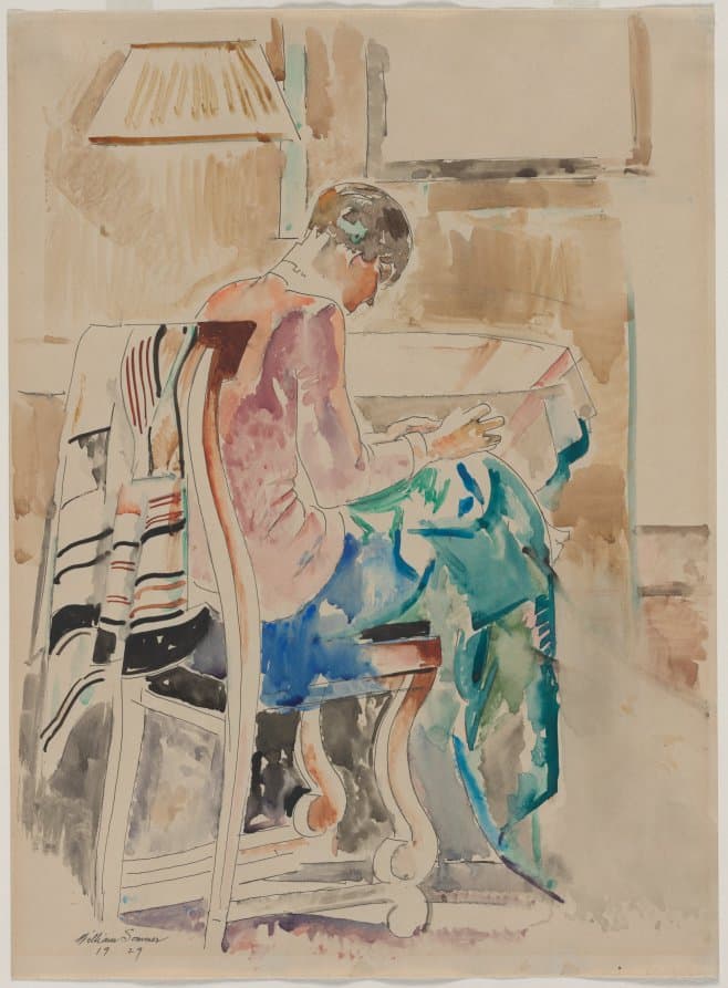 Girl Sewing — William Sommer