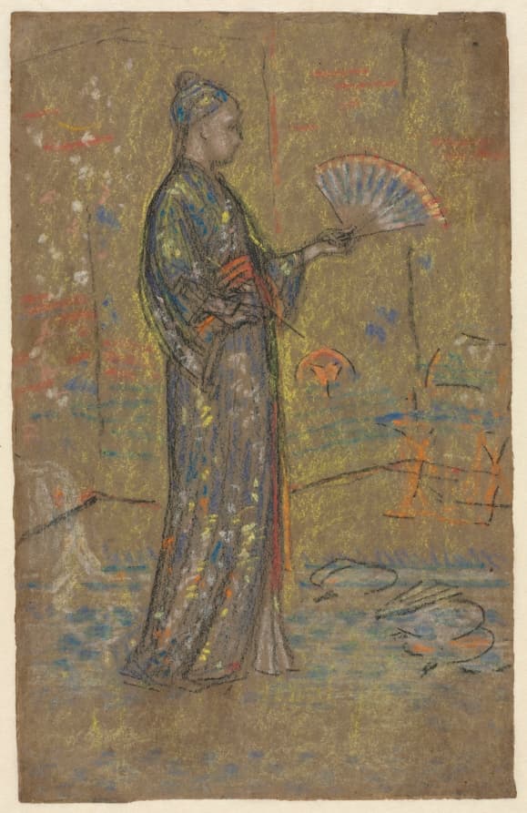 Japanese Woman Painting a Fan (recto) — James McNeill Whistler