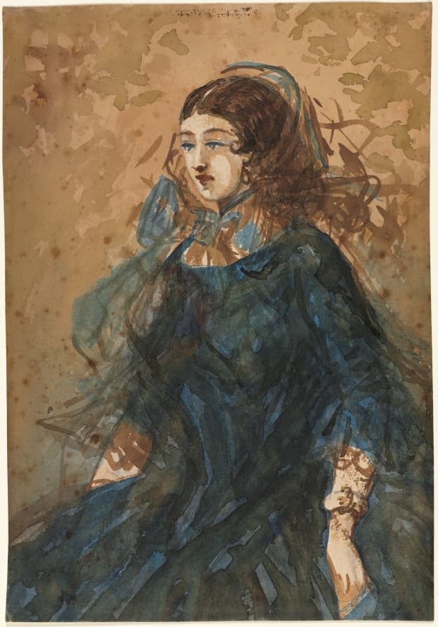 Woman in a Blue Dress (recto) — Constantin Guys
