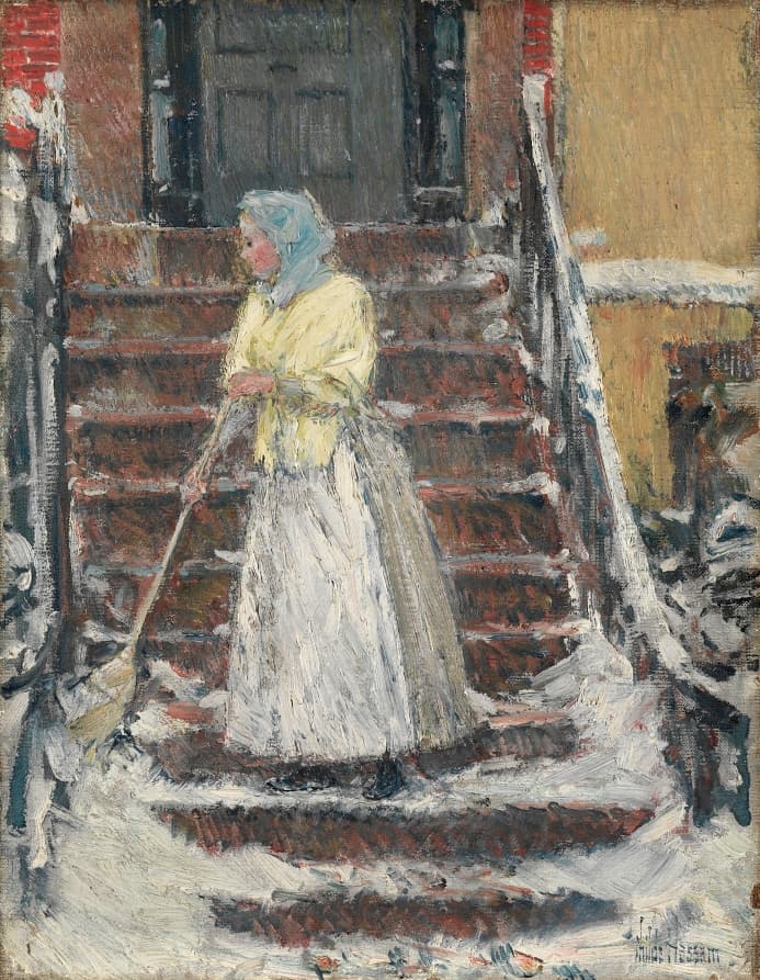 Sweeping Snow — Childe Hassam