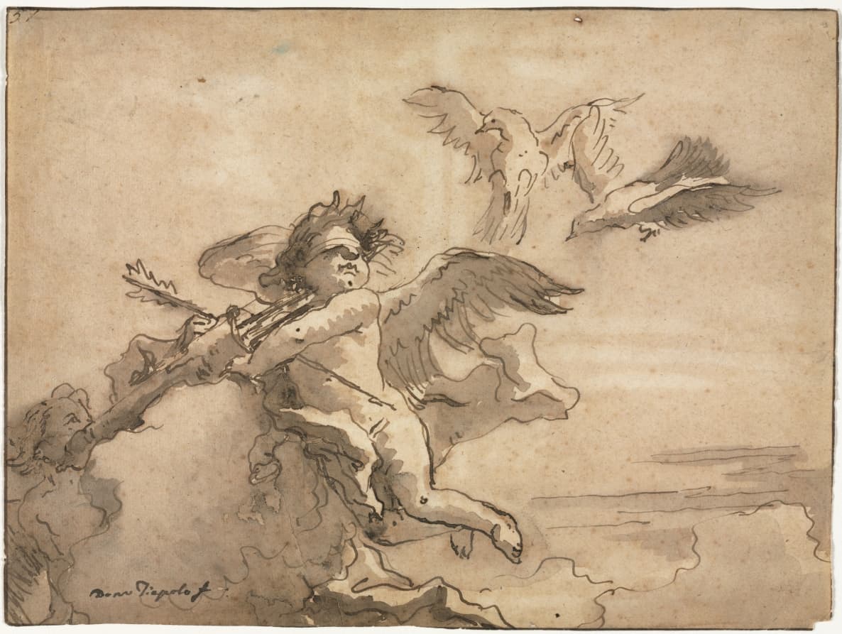 Cupid Blindfolded and Two Doves — Giovanni Domenico Tiepolo