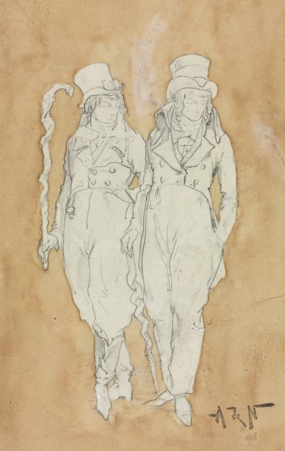 Two Young Men of Fashion (Standing) — Alphonse Marie Adolphe de Neuville