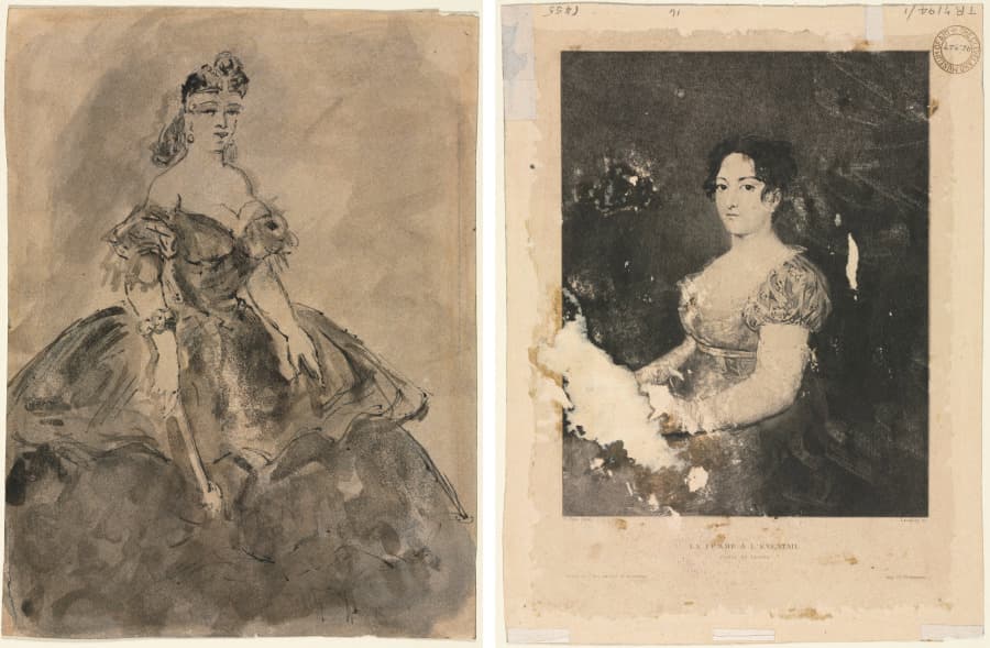 At the Ball (recto); La femme à l'éventail, after Goya (verso) — Constantin Guys