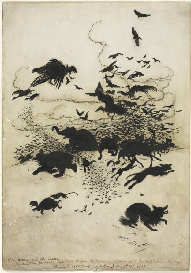 The Wren and the Bear — Arthur Rackham