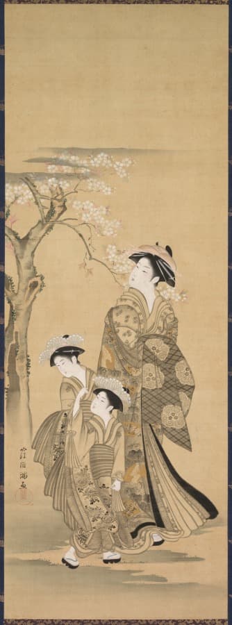 Woman and Two Children — Kubo Shunman