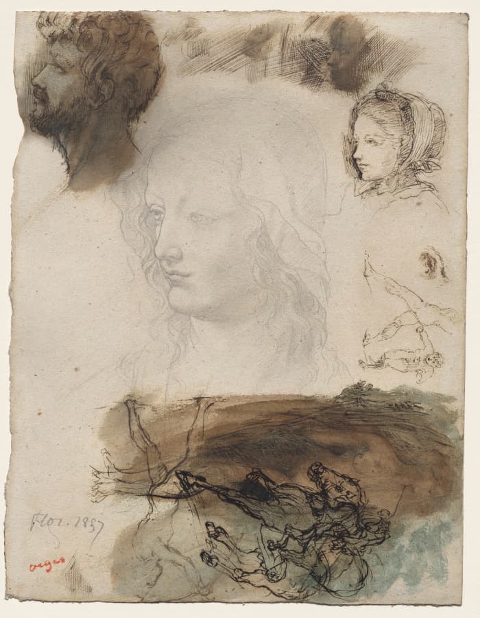 Sheet of Studies and Sketches — Edgar Degas