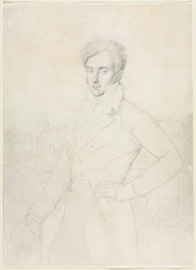 Portrait of a Young Man Standing on the Quirinal with the Turris Comitum in the Background — Jean-Auguste-Dominique Ingres
