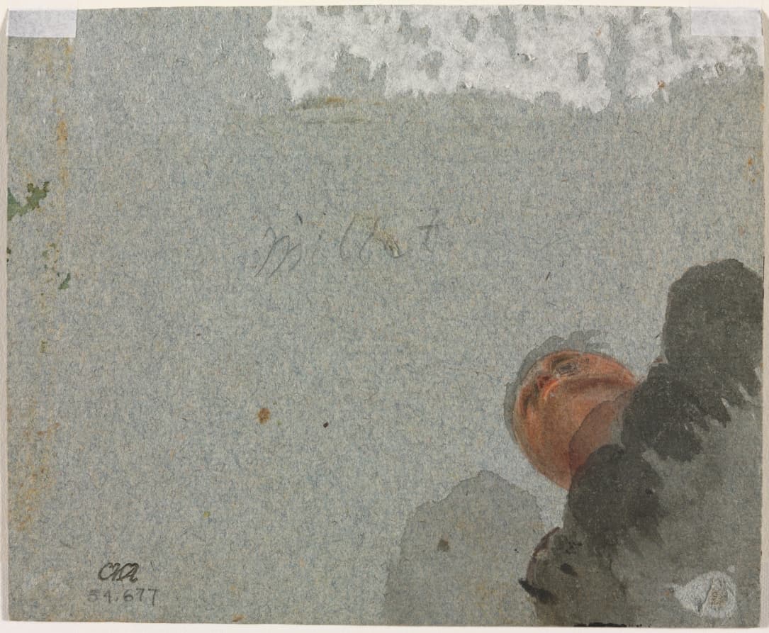 Study of a Head seen from Below (verso) — Francisque Millet