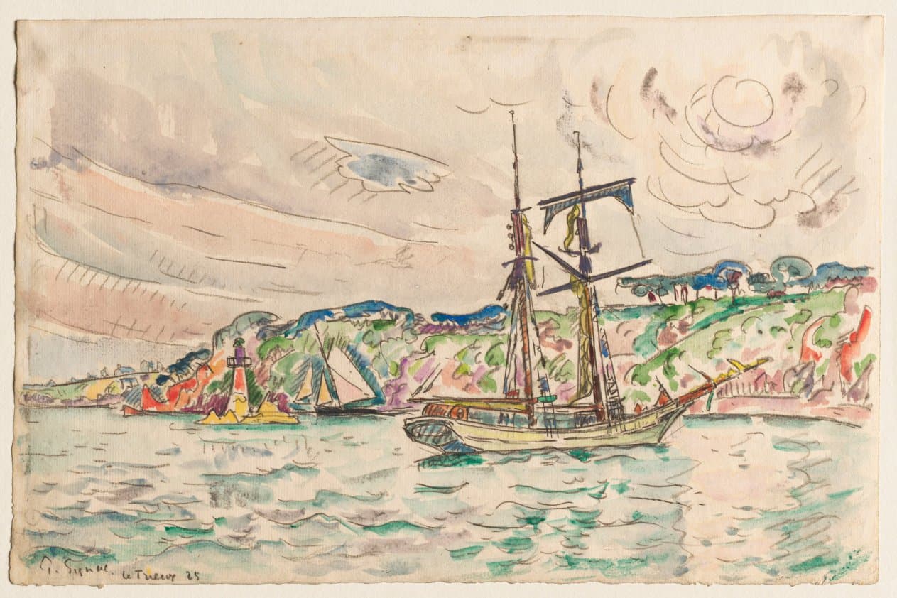 Ships near the Trieux River — Paul Signac