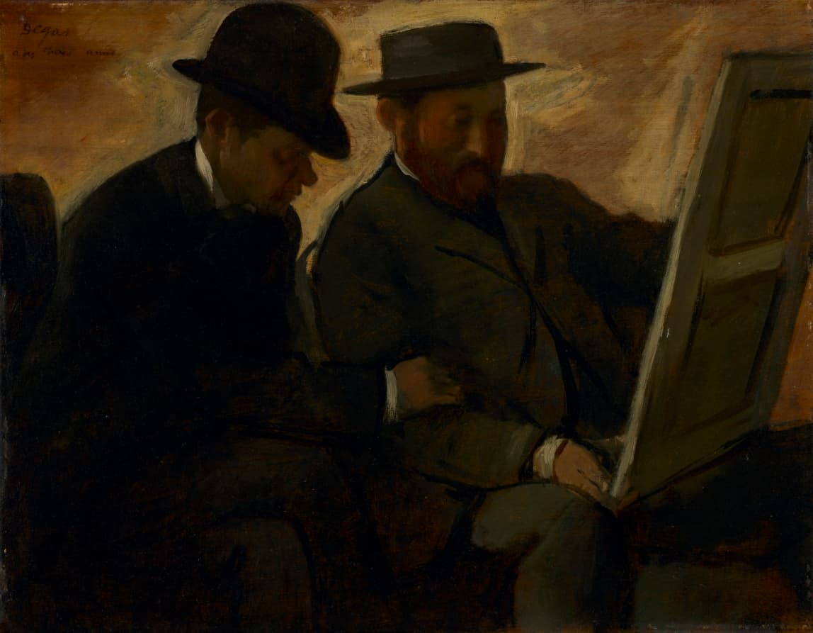 Paul Lafond and Alphonse Cherfils Examining a Painting — Edgar Degas