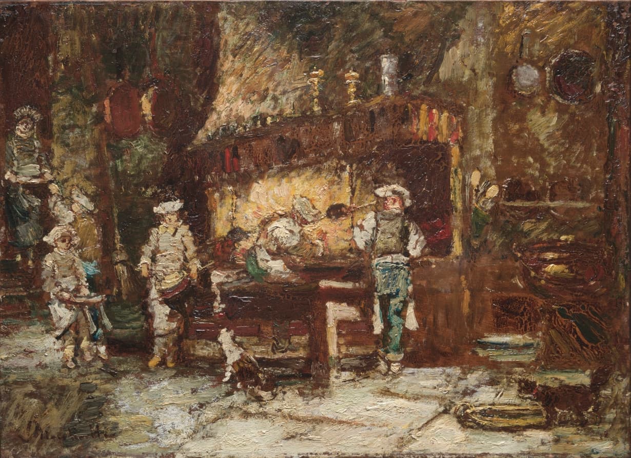 The Kitchen of the Rôtisserie des Deux Paons — Adolphe Monticelli