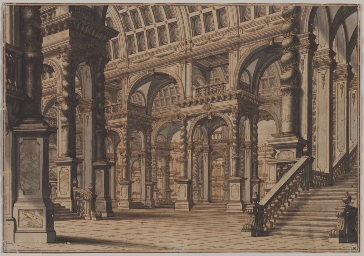 Monumental Vaulted Hall with Staircase — Giuseppe Galli Bibiena