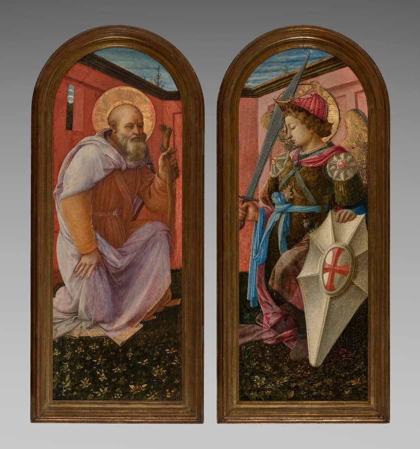 Pair of Panels from a Triptych: The Archangel Michael and St. Anthony Abbot — Fra Filippo Lippi