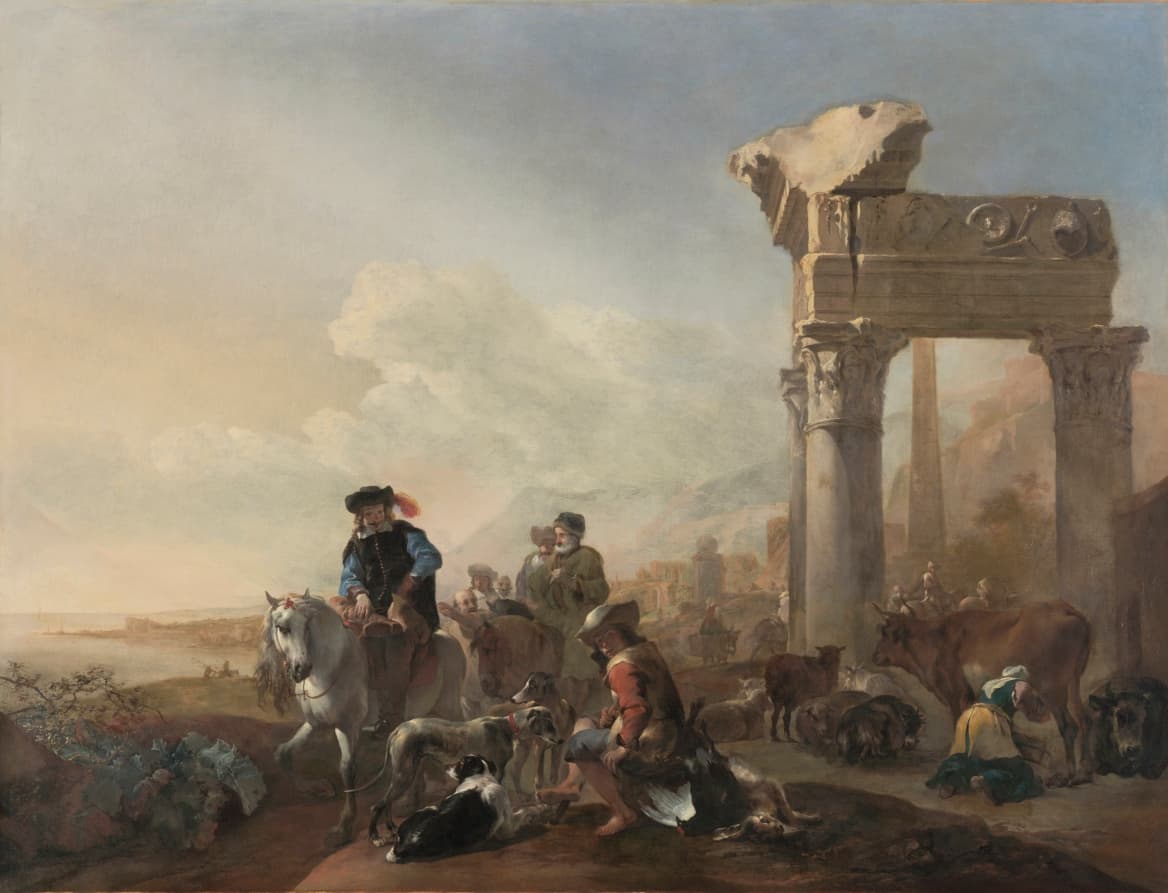 Hunters Near Ruins — Jan Baptist Weenix