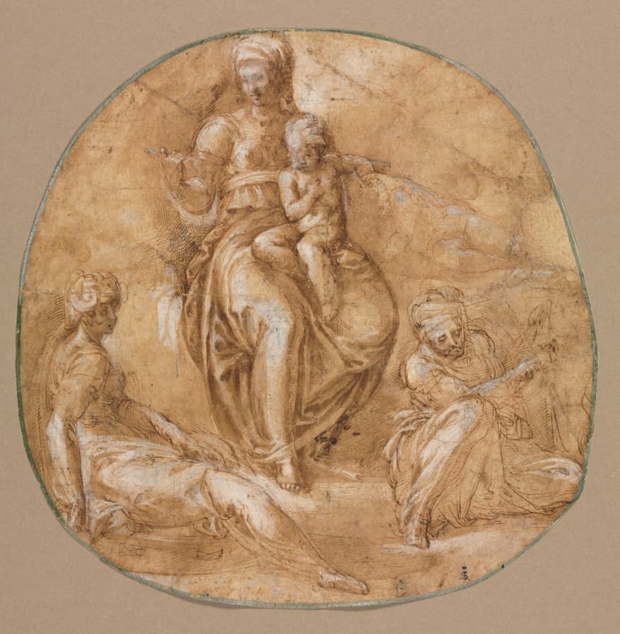 Virgin and Child with St. Catherine of Alexandria and Saint Anne (?) — Battista Franco