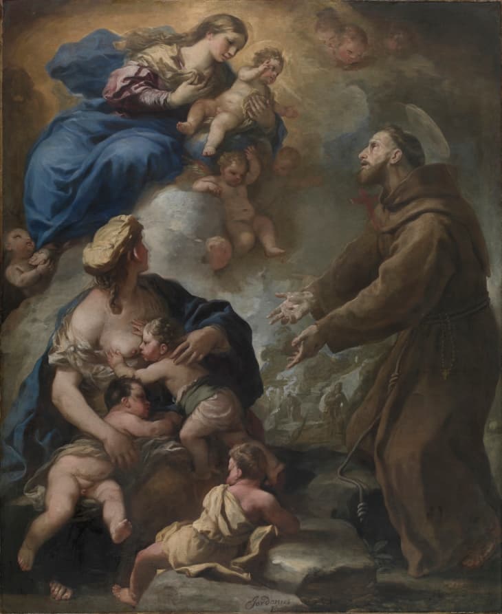The Virgin and Child Appearing to Saint Francis of Assisi — Luca Giordano