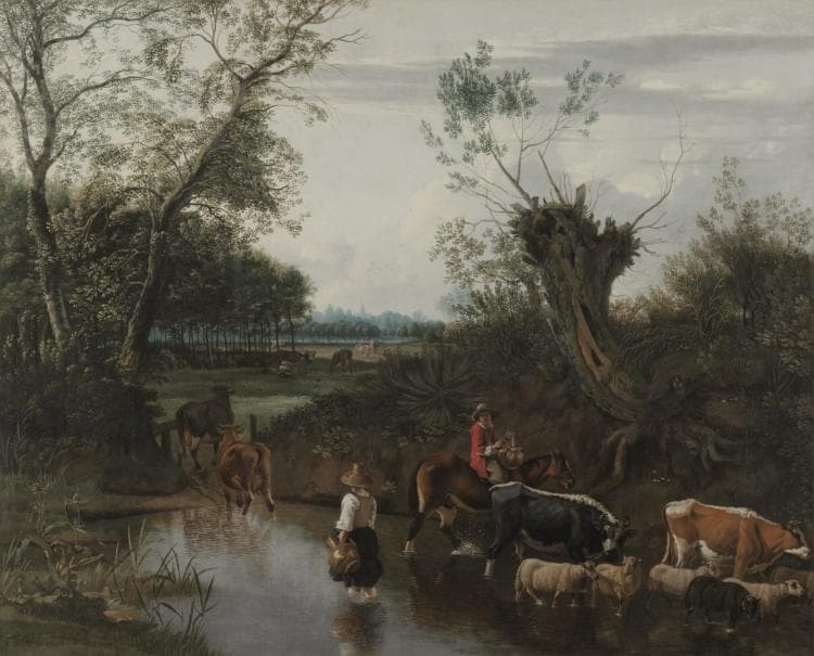 Peasants Crossing a Stream — Jan Siberechts