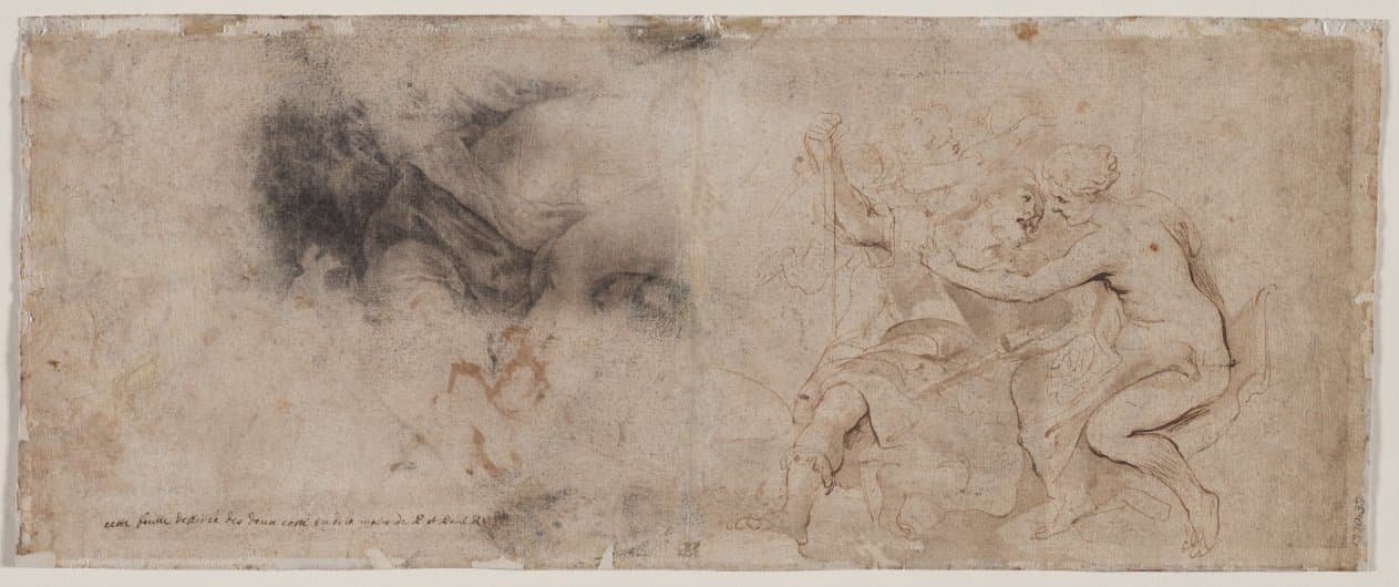 Venus Disarming Mars, Drapery Study (verso) — Peter Paul Rubens