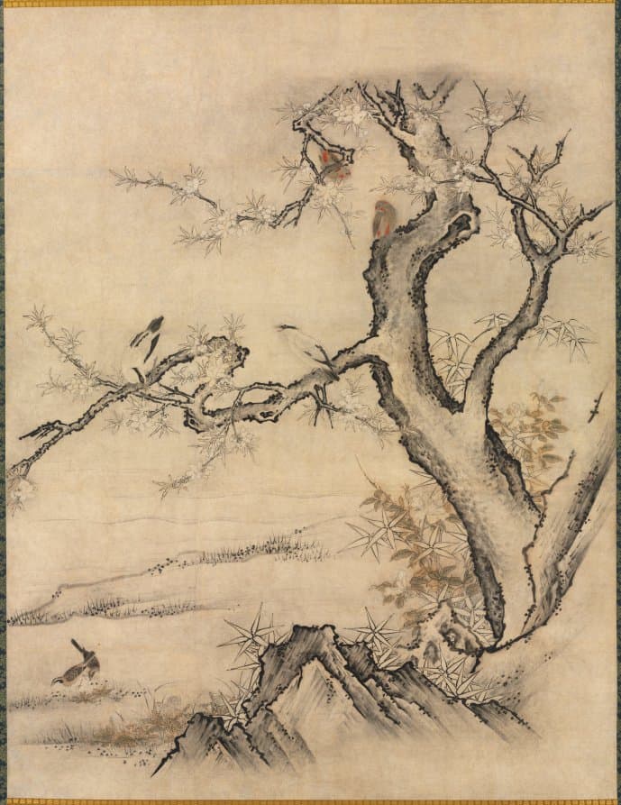 Flowers and Birds in a Spring Landscape — Kano Motonobu