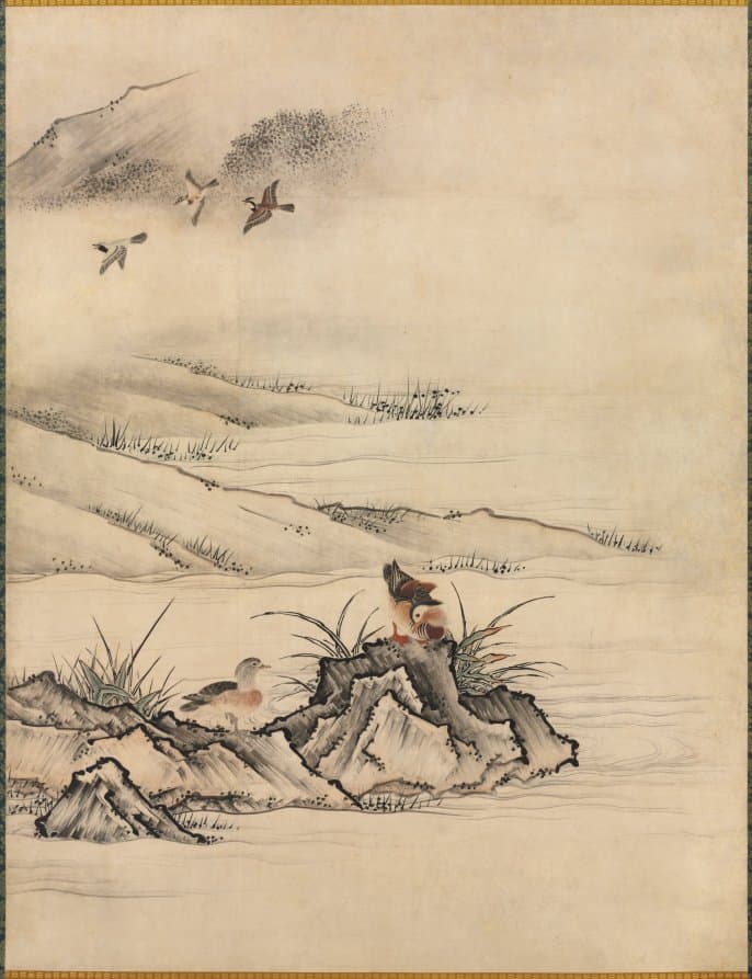 Flowers and Birds in a Spring Landscape — Kano Motonobu
