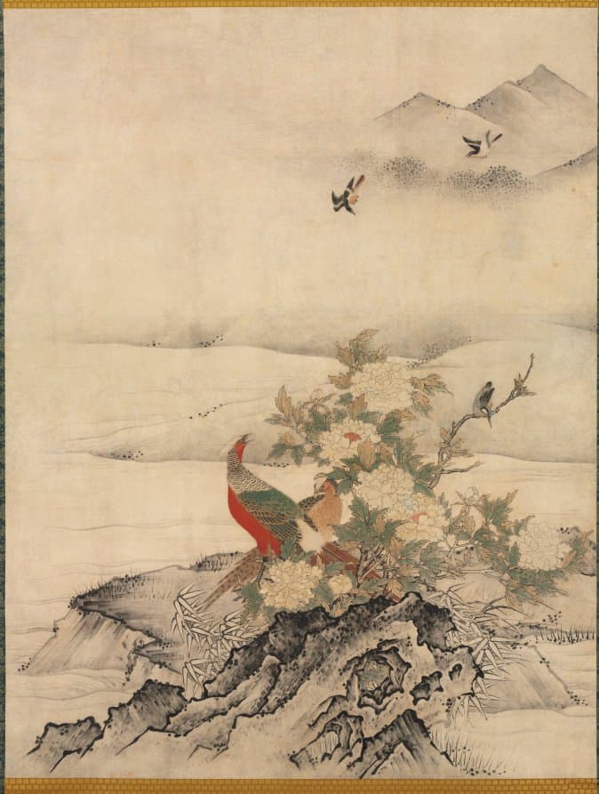 Flowers and Birds in a Spring Landscape — Kano Motonobu