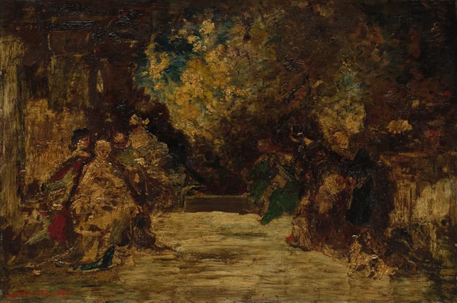 Figures on a Terrace — Adolphe Monticelli