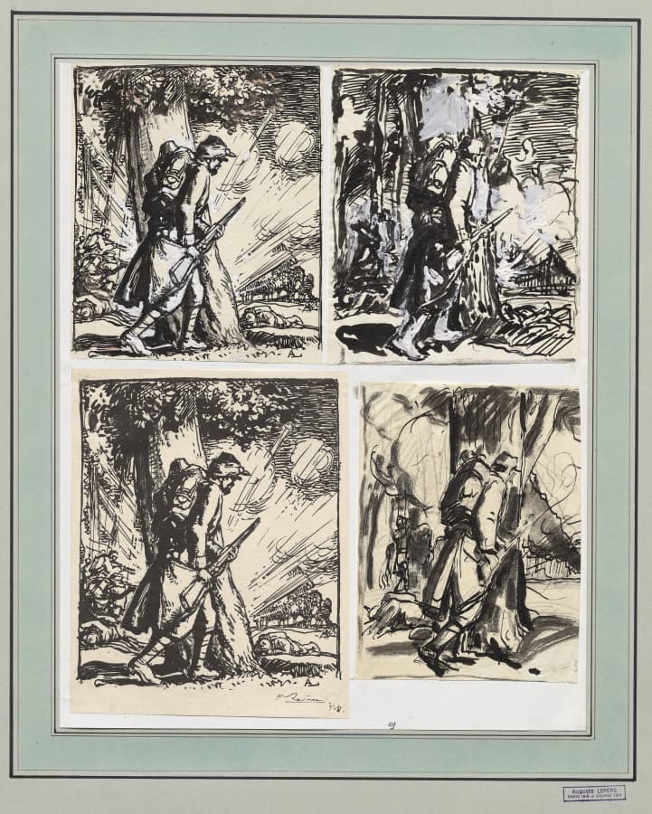 Fantassin à l'abri d'un arbre — Auguste Louis Lepère