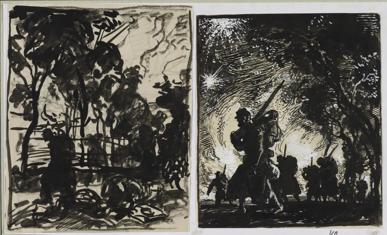 Scène nocturne; patrouille à la lisière d'un bois — Auguste Louis Lepère