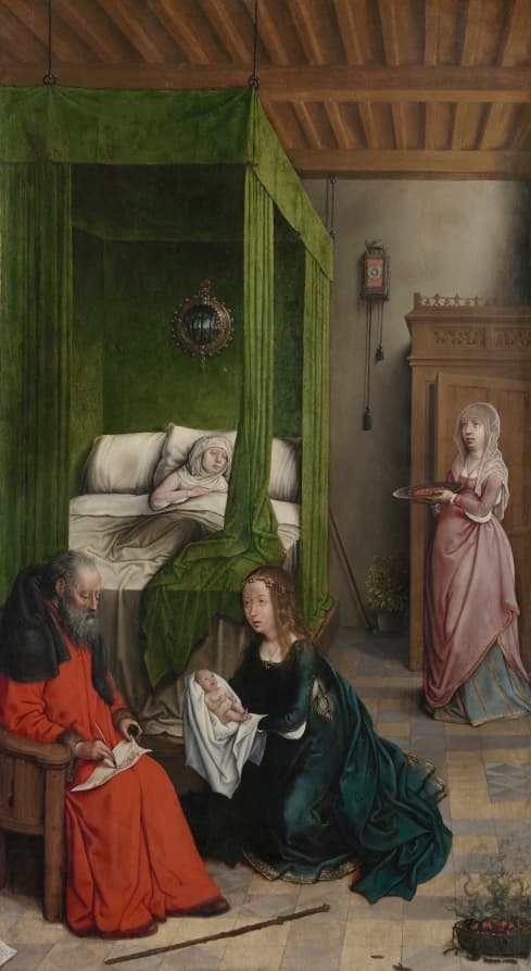 The Birth and Naming of John the Baptist — Juan de Flandes
