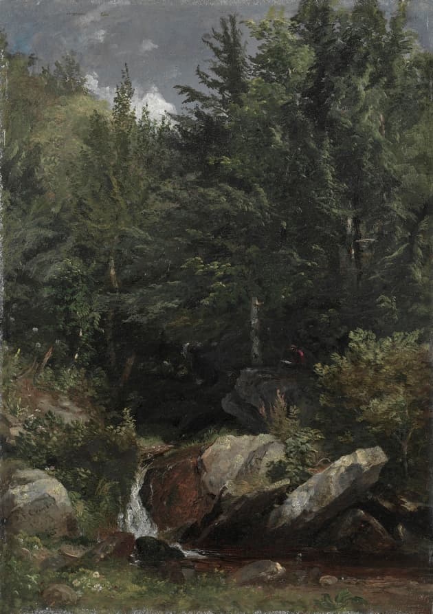 Trees and a Stream on a Hillside — Jasper F. Cropsey