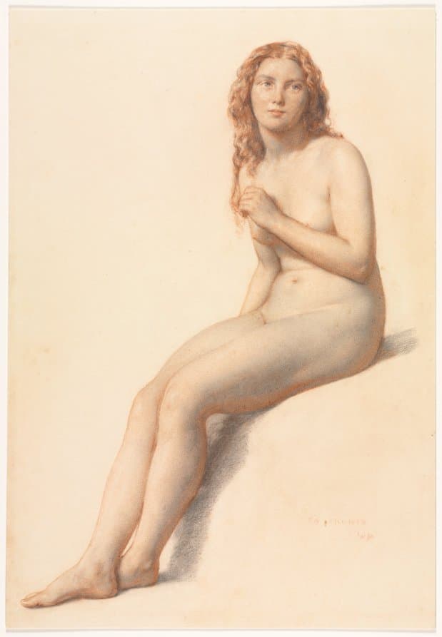 Female Nude, Seated, Three Quarter View from Front — William Mulready