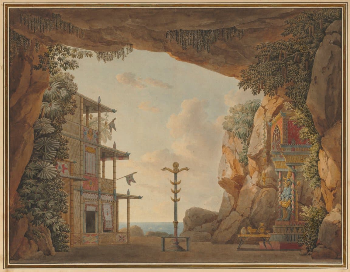 Design for Stage Set for the Second Act of Elisca or L'Habitante de Madagascar — Jean Thomas Thibault