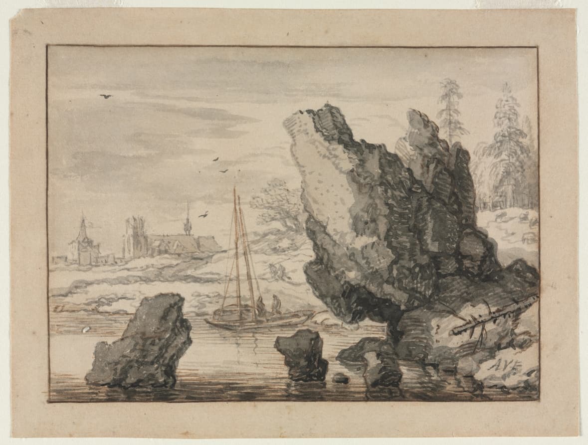 A Rocky Cove with Fishing Boats — Allart van Everdingen