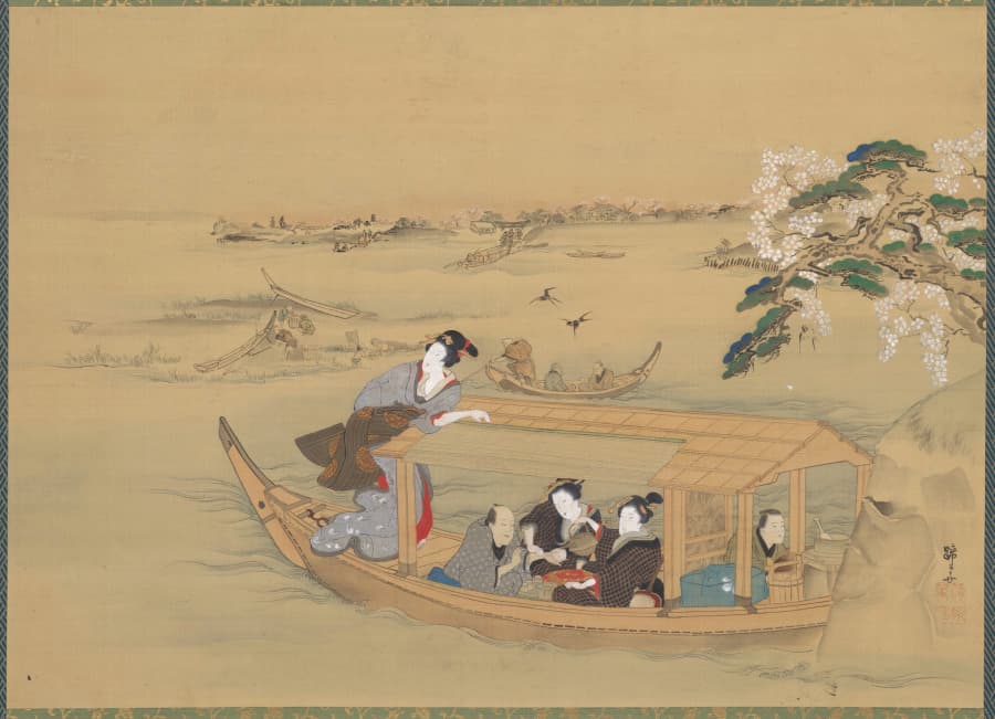 Pleasure Boat on the Sumida River — Teisai Hokuba