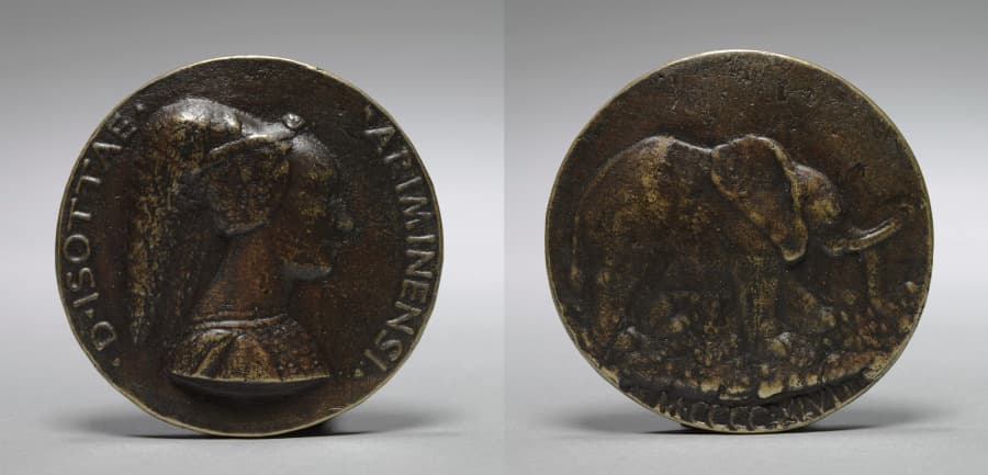 Medal of Isotta degli Atti da Rimini (obverse) and (reverse) — Matteo de' Pasti