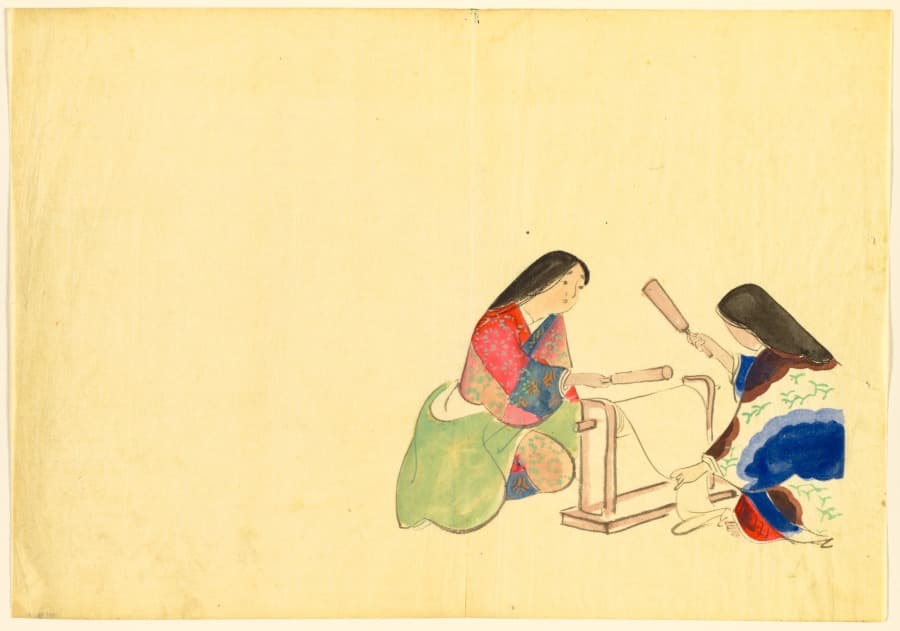 Flowers of a Hundred Worlds (Momoyogusa): Fulling Silk (Uchiginu) — Kamisaka Sekka