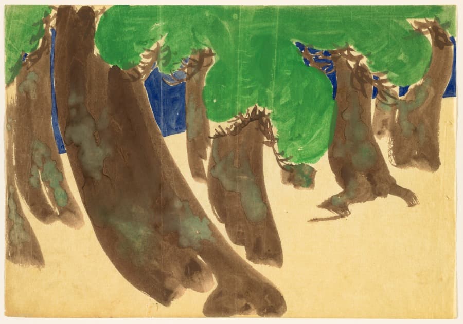 Flowers of a Hundred Worlds (Momoyogusa): Windswept Pines (Sonarematsu) — Kamisaka Sekka