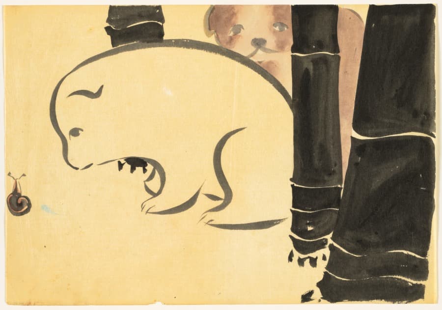 Flowers of a Hundred Worlds (Momoyogusa): Puppies (Enokoro) — Kamisaka Sekka