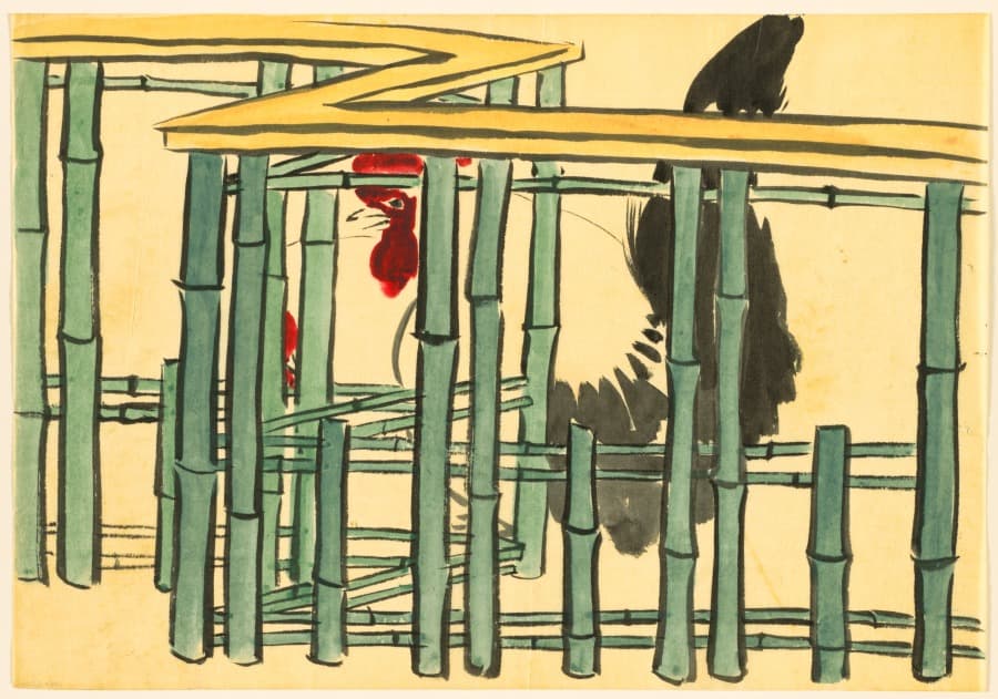 Flowers of a Hundred Worlds (Momoyogusa): Rooster (Chabo) — Kamisaka Sekka