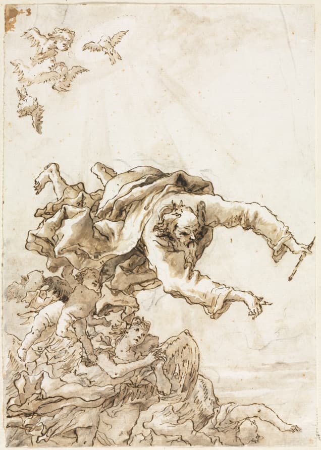 God the Father with Angels and Cherubs — Giovanni Domenico Tiepolo