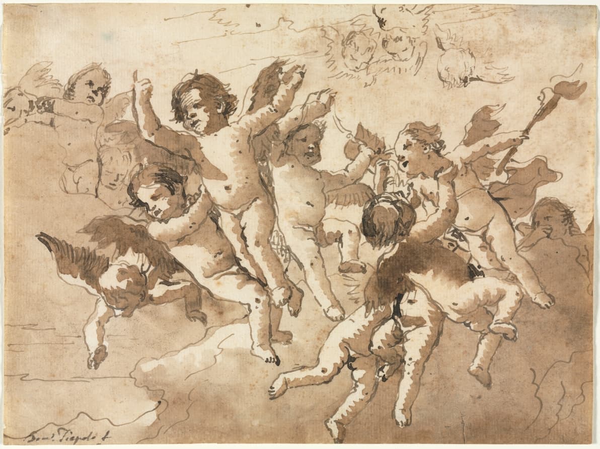 Cupid in the Clouds with Attendant Cherubs — Giovanni Domenico Tiepolo