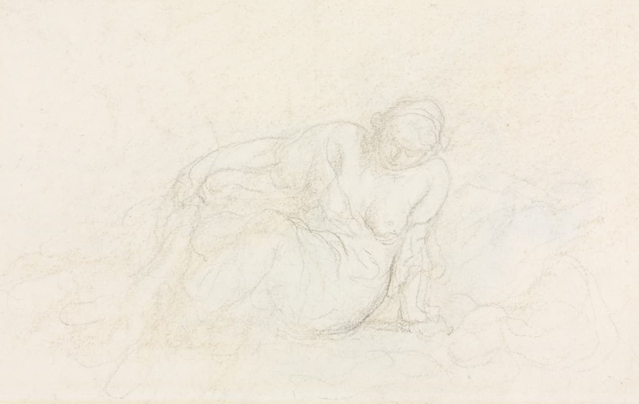 Reclining Woman Leaning on Her Arm (verso) — Honoré Daumier