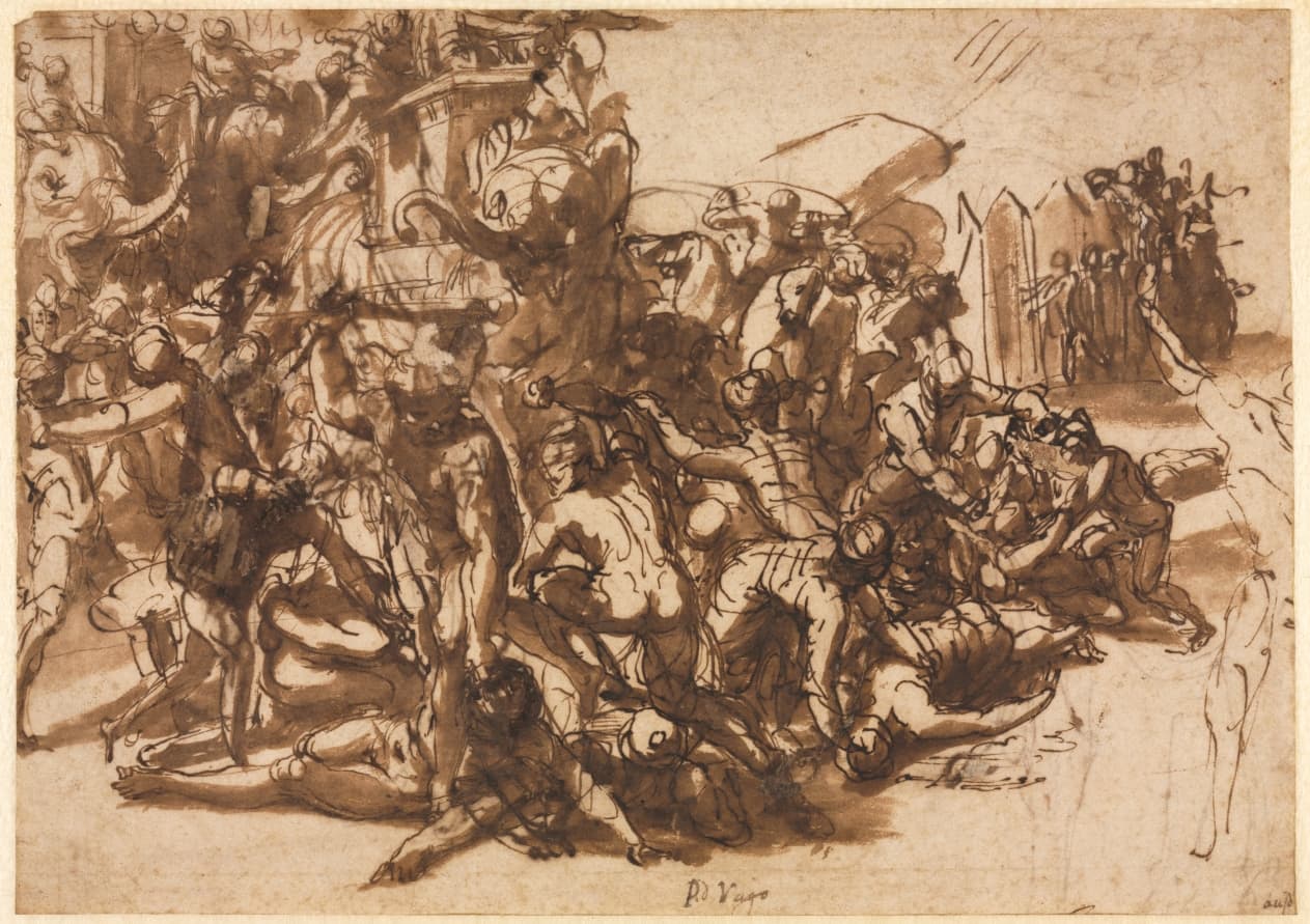 Poros Assailed by the Macedonian Army (recto) — Perino del Vaga