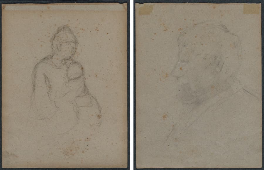 Mother and Child (recto); Profile Bust of a Man (verso) — Paul Gauguin