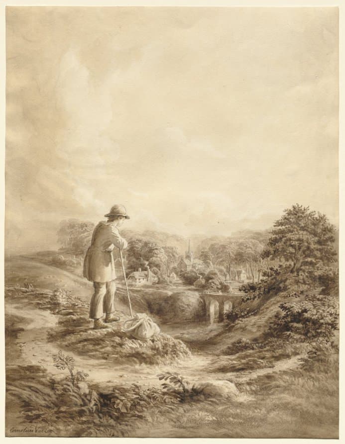 Landscape with Figure in Foreground — Cornelius Varley