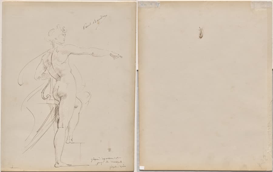 Study of Apollo for Marsyas (recto); Face in Profile (verso) — Paul Baudry