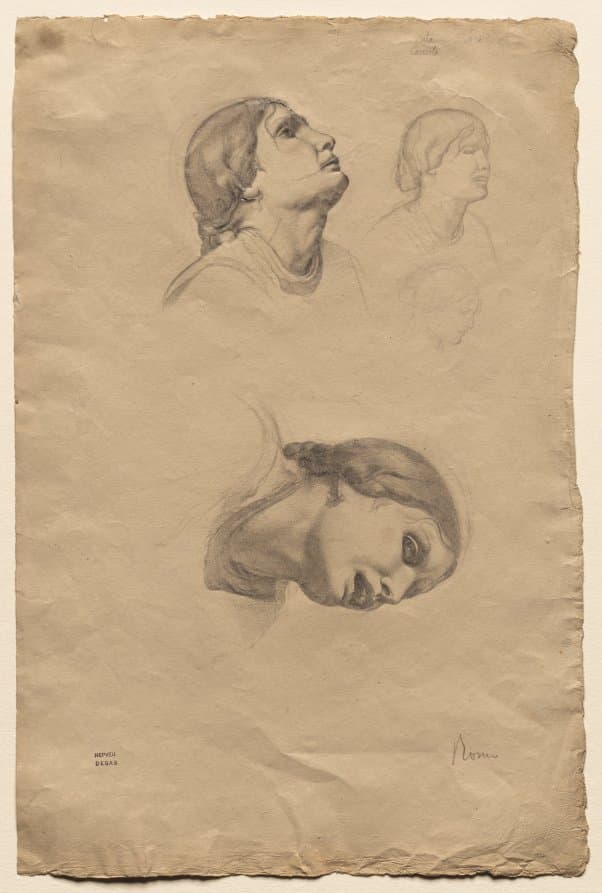 Four Studies of the Head of a Young Italian Woman — Edgar Degas