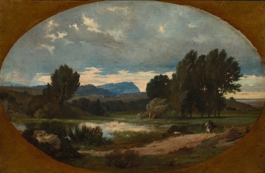 Landscape with Rider on White Horse — Jean Achille Benouville