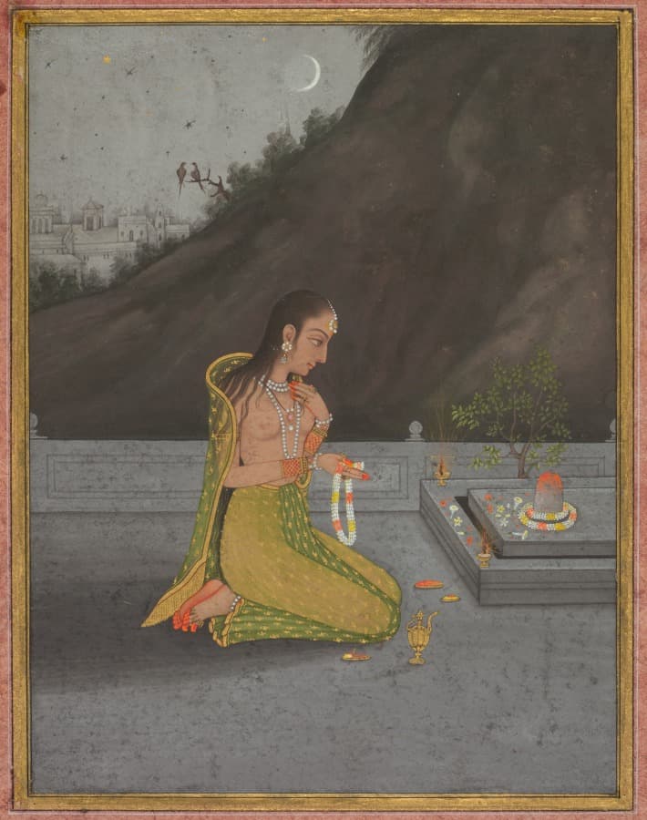 A Night Scene of Shiva Puja (recto) — Muhammad Rizavi Hindi