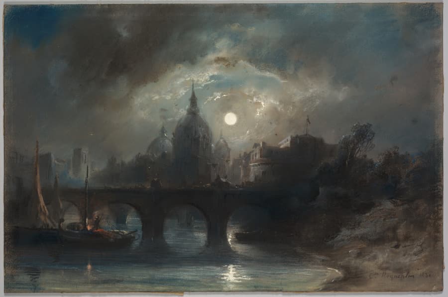 View of a City at Night — Camille Roqueplan